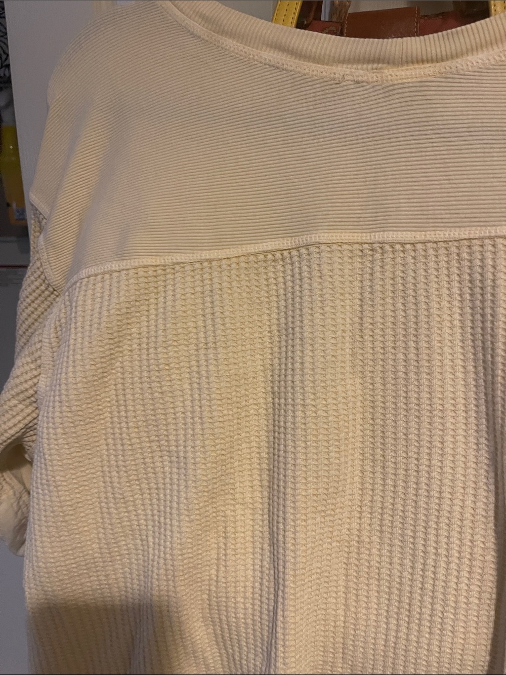 Free people Cream Waffle Knit Long Sleeve Top - Picture 5 of 5